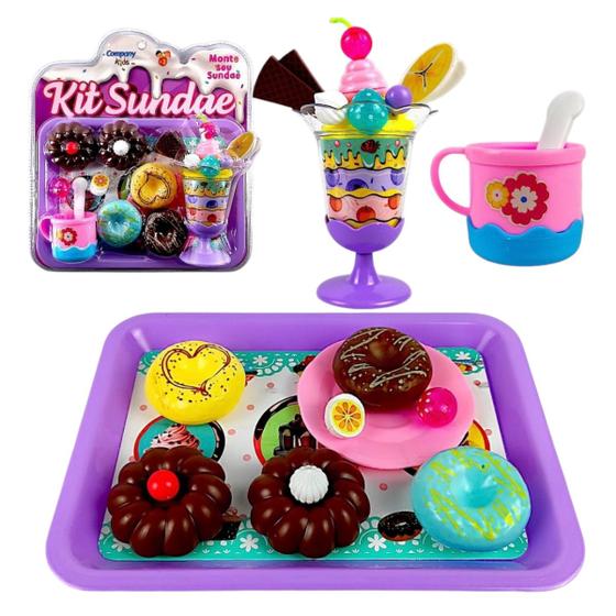 Imagem de Kit Sundae Sorveteria Brinquedo Rosquinhas Doces Confeitaria