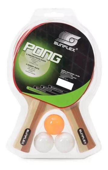 Imagem de Kit Sunflex Tênis De Mesa Pong Com 02 Raquetes E 03 Bolinhas