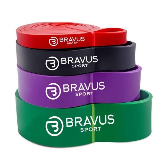 Imagem de Kit Super Bands Bravus Sport Elástico Extensor - Nível Leve, Médio, Forte e Super Forte