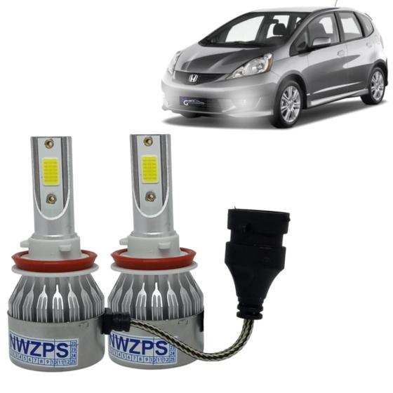 Imagem de Kit Super Led C6 Honda Fit 09 À 12 Farol Alto Baixo E Milha