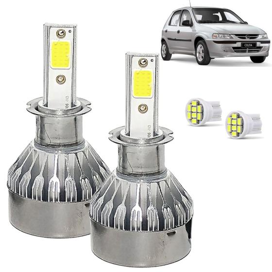 Imagem de Kit Super Led Celta 2000 2001 2002 2003 2004 2005 Farol Milha H3 20000 Lumens