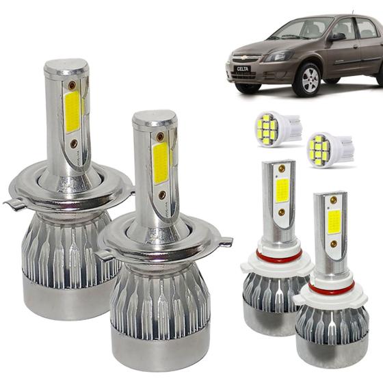 Imagem de Kit Super Led Celta 2012 2013 2014 2015 Farol Alto e Baixo H4 + Milha HB4 20000 Lumens