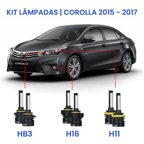 Imagem de Kit Super Led Corolla 2015/2017 Farol Alto Baixo E Milha