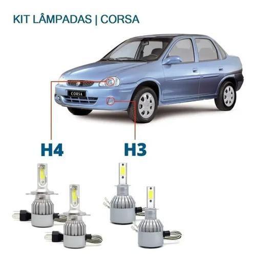 Imagem de Kit Super Led Corsa 1994/2001 - Farol Alto, Baixo E Simples