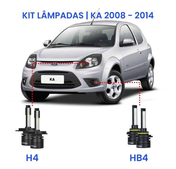 Imagem de Kit Super Led Ford Ka 2008/2014 Farol Alto Baixo E Milha