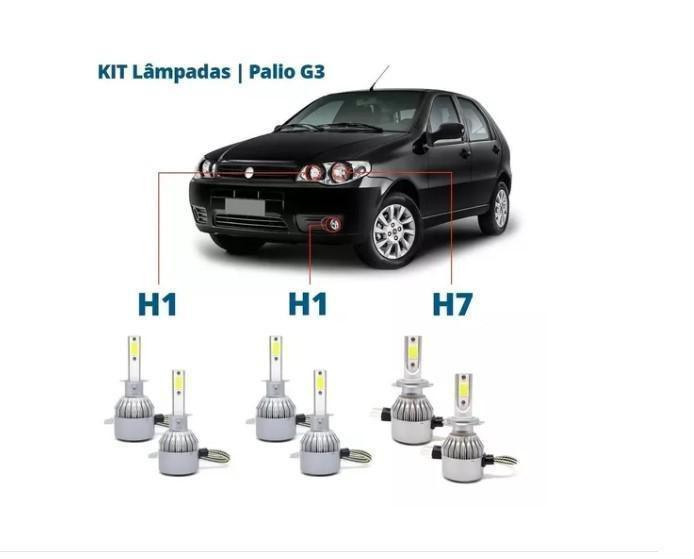 Imagem de Kit Super Led Palio G3 2004/2014Farol Alto Baixo E Milha