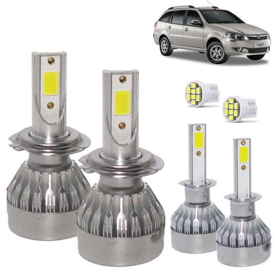 Imagem de Kit Super Led Palio Weekend 2002 a 2004 Farol Baixo H7 + Milha H1 20000 Lumens