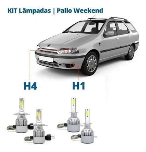 Imagem de Kit Super Led Palio Weekend 96/98 - Farol Alto Baixo E Milha