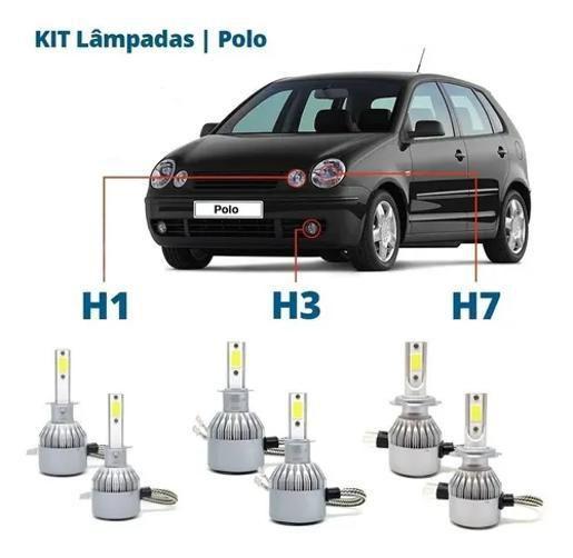 Imagem de Kit Super Led Polo 2002/06 - Farol Alto, Baixo E Milha