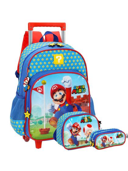 Imagem de Kit Super Mario Mochila Costas Rodas + Lancheira + Estojo A