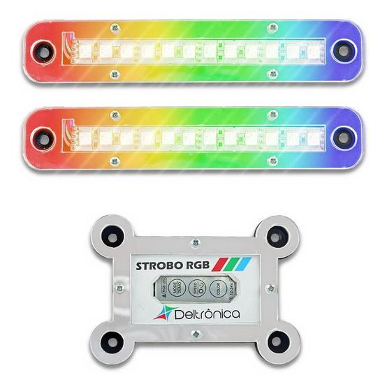 Imagem de Kit Super Strobo Led para Som Automotivo Rgb 2 Faróis 12v Deltrônica