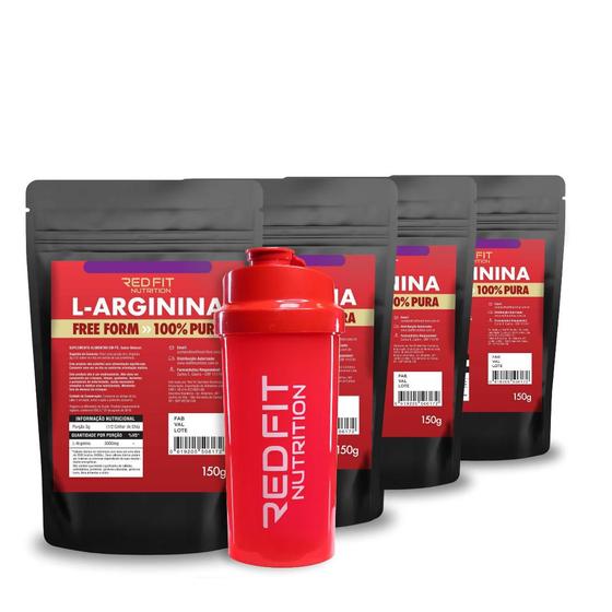 Imagem de Kit Suplemento em Pó Red Fit Nutrition 100% Puro Importado C/ Laudo Kit L-Arginina 150g ( 4 Unidades )