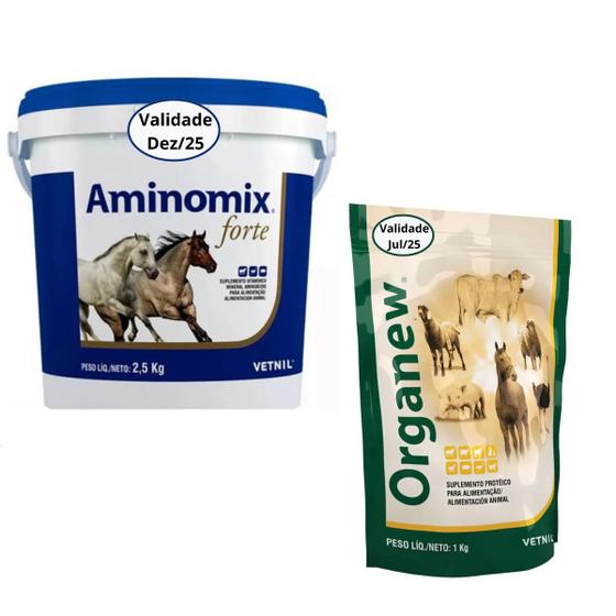 Imagem de Kit Suplemento Vitamínico Aminomix Forte 2,5kg Organew 1Kg