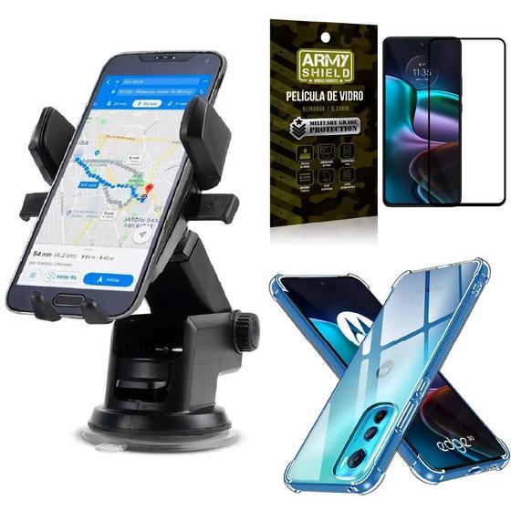 Imagem de Kit Suporte Automático Edge 30 com Capa e Película 3D Armyshield