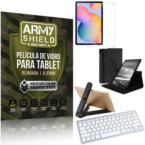 Kit Suporte Dobrável Tab S6 Lite 10.4 P610/P615 + Teclado sem fio + Capa + Película Armyshield Menor preço em Kit Suporte Dobrável Tab S6 Lite 10.4 P610/P615 + Teclado sem fio + Capa + Película Armyshield
