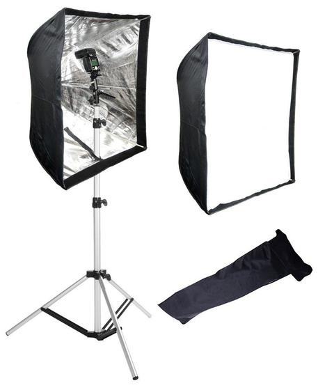 Kit suporte flash dedicado e softbox sombrinha 60x60cm Menor preço em Kit suporte flash dedicado e softbox sombrinha 60x60cm