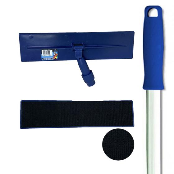 Imagem de Kit SUPORTE LT BIG 39cm Com tiras autocolantes Limpa Tudo Articulado Giro 360 Graus + CABO de Alumínio 1.40 Metros Com Manopla