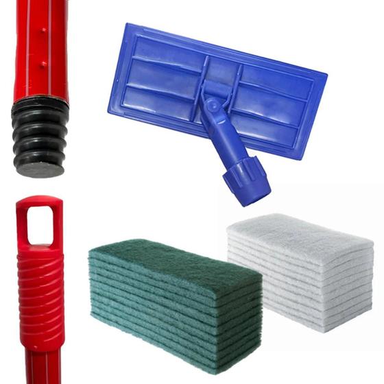 Imagem de Kit Suporte Lt Limpa Tudo + 10 Fibras Multiuso Verde + 10