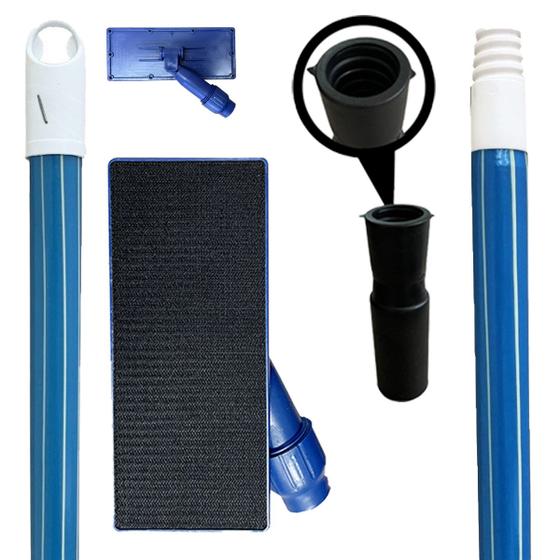 Imagem de Kit SUPORTE LT Limpa Tudo Com tiras autocolantes Para Fibras + CABO Extensor 2.6 Metros Com Prolongador Para Limpeza de Teto Janelas