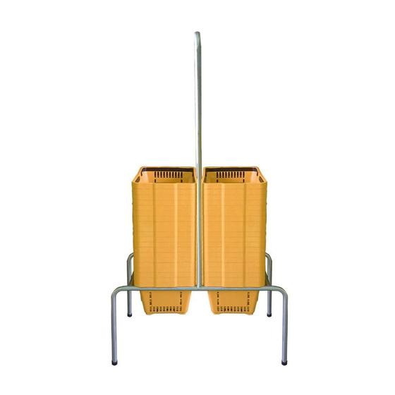 Imagem de KIT - Suporte para cestos de compras Duplo + 40 cestos D100 Amarelo supermercado, mercearia