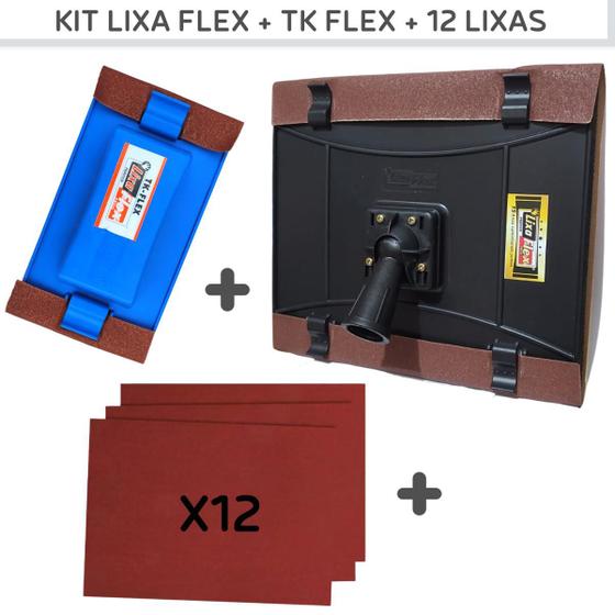 Imagem de Kit Suporte Para Lixa Lixa Flex + Tk Flex + 12 Lixas Tigre Suporte Lixador Para Lixar Tetos e Paredes Sem Escadas.