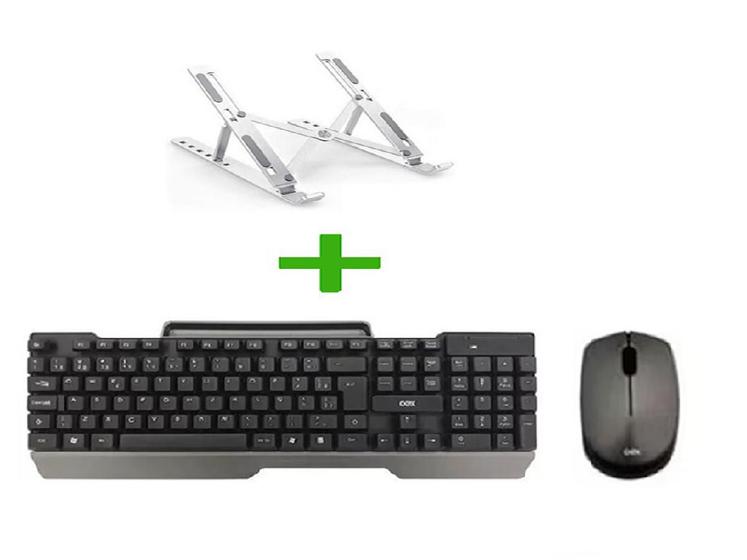 Imagem de Kit Suporte Para Notebook E Teclado E Mouse Sem Fio Home Office TM406