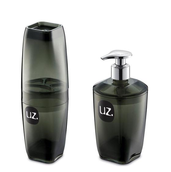 Kit Suporte Porta Escova Dente Pasta + Dispenser Porta Sabonete Líquido Pia Banheiro - Uz Menor preço em Kit Suporte Porta Escova Dente Pasta + Dispenser Porta Sabonete Líquido Pia Banheiro - Uz