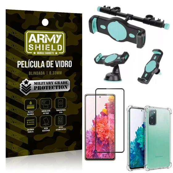 Imagem de Kit Suporte Veicular 3 em 1 Galaxy S20 FE + Película 3D + Capa Anti Impacto - Armyshield