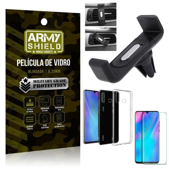 Imagem de Kit Suporte Veicular Huawei P30 Lite Suporte Veicular + Película Vidro + Capa TPU - Armyshield