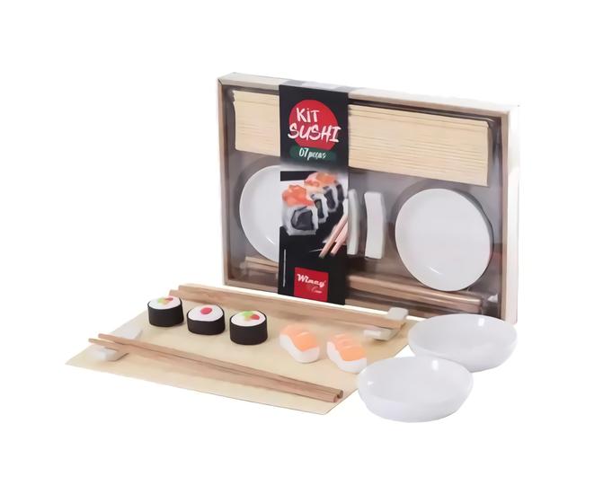 Imagem de Kit Sushi 7 Pecas com 2 Porta Molho 2 Pares Hashi e 2 Descanso Wincy
