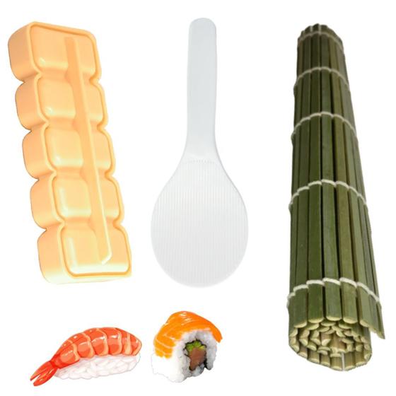 Imagem de Kit Sushiman Chamoji + Esteira Sudare + Forma Niguiri Sushi Comida Japonesa