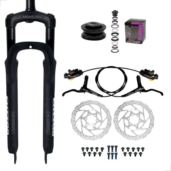 Imagem de Kit Suspensão Bike Mtb Aro 29 Ahead Set + Freio à Disco Hidráulico + Caixa de Direção