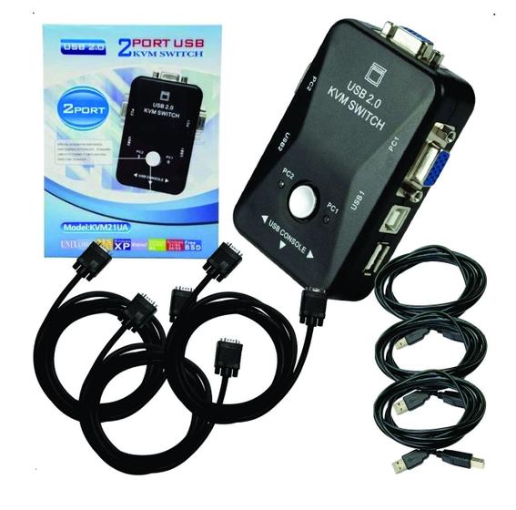 Imagem de Kit Switch Kvm 2 Portas Vga Para Teclado E Mouse Usb Técnico