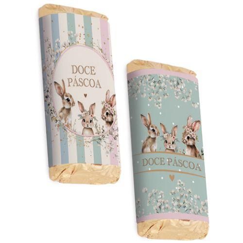 Imagem de Kit Tablete com Cinta Doce Páscoa Composê 150g 15x11x3,2cm - 10 Un