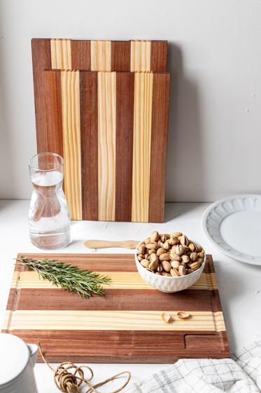 Imagem de Kit Tabua Carne 42cm + 2 Tabua Frios 35 e 30cm Madeira Pinus