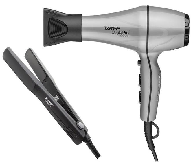 Imagem de KIT TAIFF - SECADOR CABELO PROFISSIONAL STYLE PRO 2000W PRATA 127V + PRANCHA CERAMIC 180ºC BV