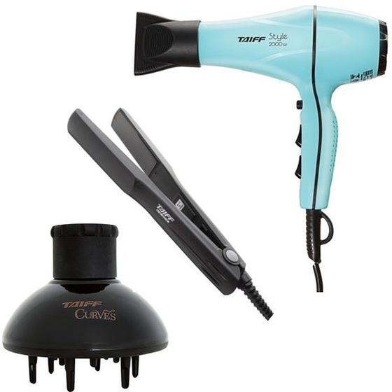 Imagem de KIT TAIFF - SECADOR CABELO STYLE TIFFANY 2000W 220V + PRANCHA CERAMIC 180ºC + DIFUSOR DE AR CURVES