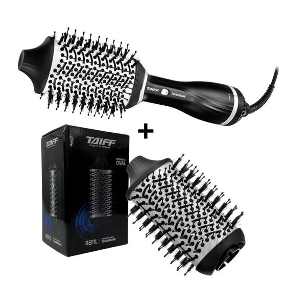 Kit taiff tourmaline escova secadora 1200w 127v + refil oval Menor preço em Kit taiff tourmaline escova secadora 1200w 127v + refil oval