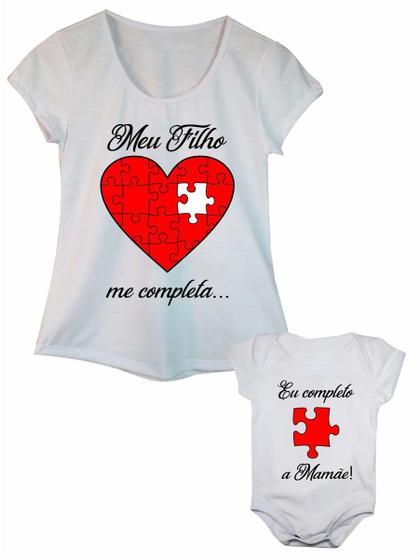 Imagem de Kit Tal Mãe Tal Filho Camiseta e Body de Bebê Quebra Cabeça