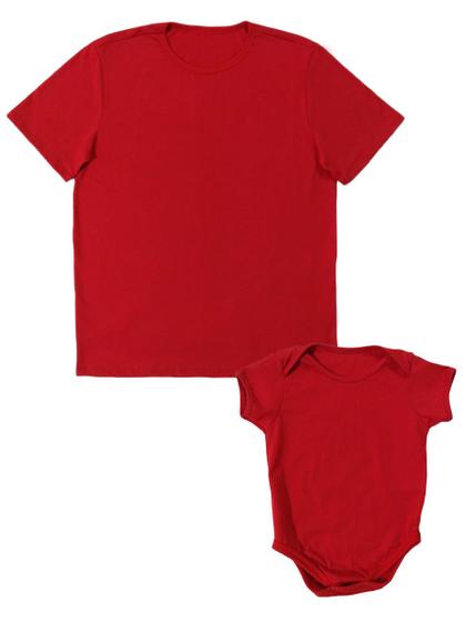 Imagem de Kit Tal Pai Tal Filho Camiseta Plus Size Básica Lisa e Body de Bebê