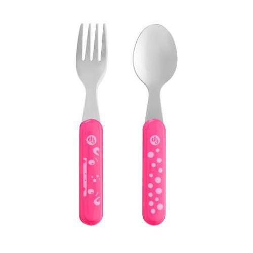 Imagem de Kit Talheres Aço Inox Hot & Cold Rosa Fun Multikids Baby