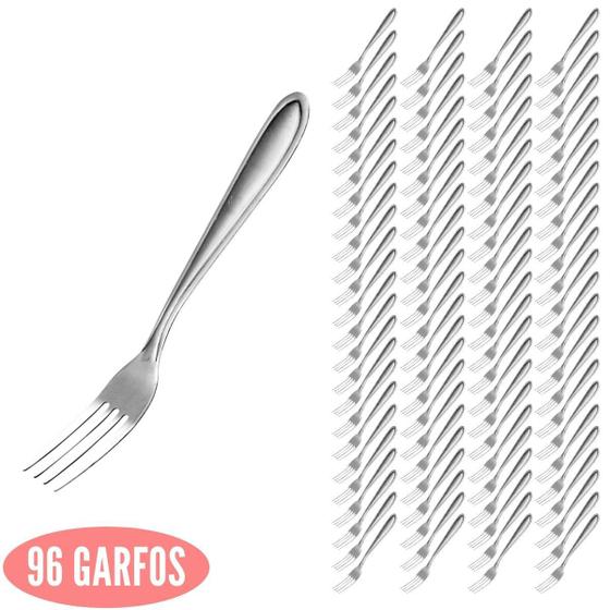 Imagem de Kit Talheres com 96 Garfo Aço Inox Grosso Jantar Cheff