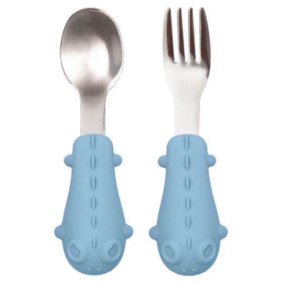 Imagem de Kit Talheres de Inox e Cabo de Silicone Azul - Buba