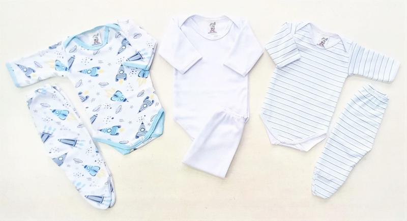 Imagem de KIT Tamanho PREMATURO - 3 Conjuntos de Body e Calça - Masculino - Nethuno Baby
