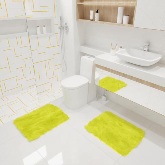 Imagem de Kit Tapete Banheiro Felpudo Peludo Amarelo 40 x 60 cm
