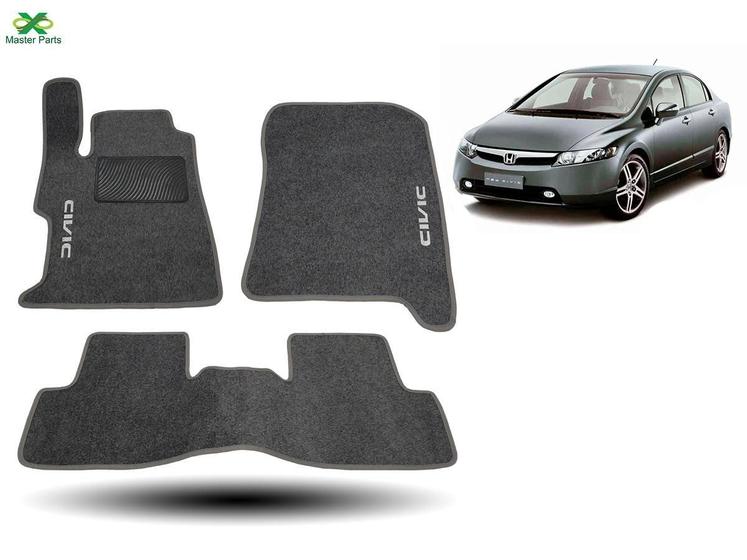 Imagem de Kit Tapete Carpete Honda Civic Modelos 2007 Até 2011 Cinza