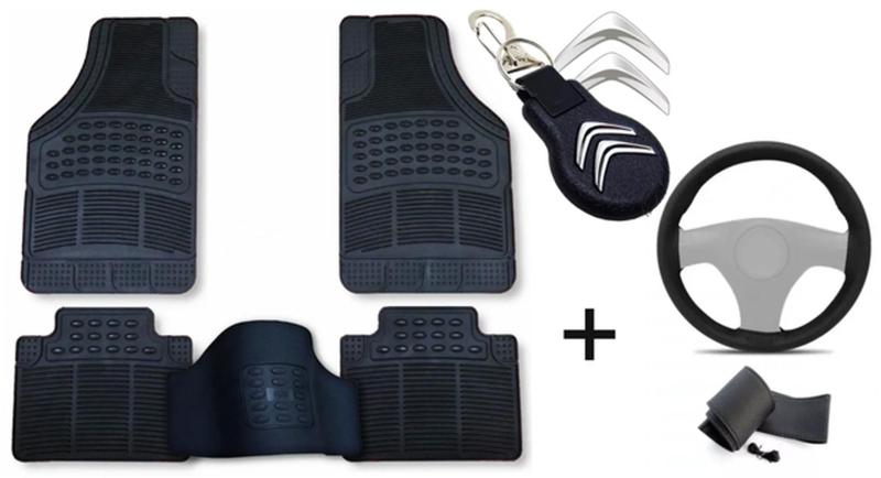 Kit Tapete Citroën C3 2011 + Capa de Volante + Chaveiro Menor preço em Kit Tapete Citroën C3 2011 + Capa de Volante + Chaveiro