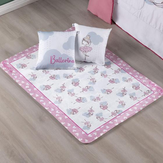 Imagem de Kit Tapete Com Capas de Almofada Juvenil Estampado Ballerina