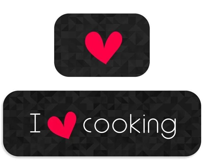 Imagem de Kit Tapete Cozinha C/02 I Love Cooking (9107001)
