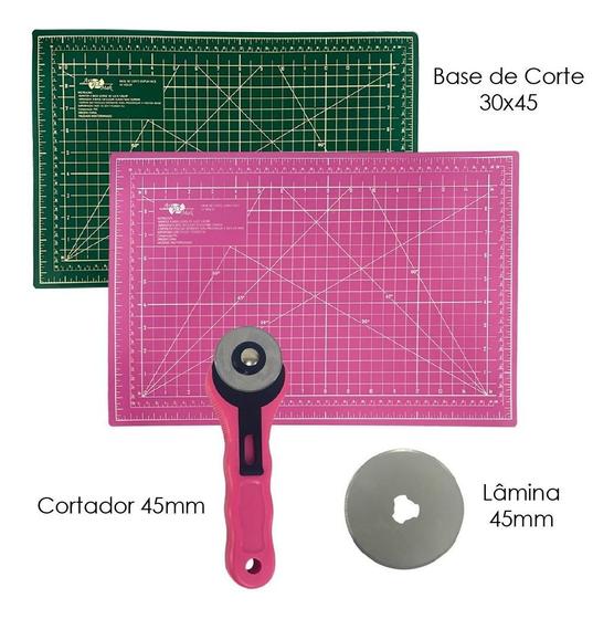 Imagem de Kit Tapete De Corte 45x30 Verde Rosa Preto Cinza Cortador 45